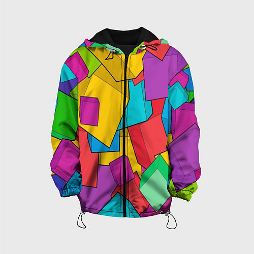 Детская куртка Фон из разноцветных кубиков / 3D-Черный – фото 1