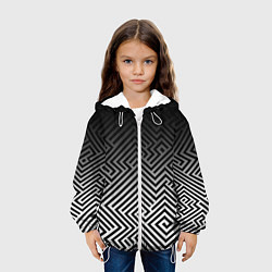 Куртка с капюшоном детская Геометрические узоры с градиентом, цвет: 3D-белый — фото 2
