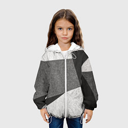Куртка с капюшоном детская Белые и серые полосы на поверхности с блёстками, цвет: 3D-белый — фото 2