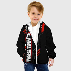 Куртка с капюшоном детская Samurai - Красный техно - Киберпанк, цвет: 3D-белый — фото 2