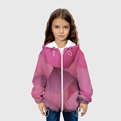 Куртка с капюшоном детская Розовые геометрические фигуры, цвет: 3D-белый — фото 2
