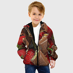 Куртка с капюшоном детская Клубника и шоколад Рошен, цвет: 3D-черный — фото 2