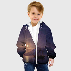 Куртка с капюшоном детская Парусник у берегов Крыма в лунную ночь Айвазовский, цвет: 3D-белый — фото 2