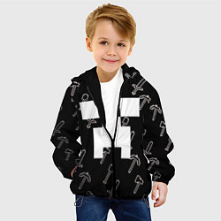 Куртка с капюшоном детская Майкрафт паттерн - Криппер, цвет: 3D-черный — фото 2