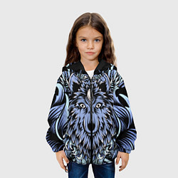 Куртка с капюшоном детская Изображение волка, цвет: 3D-черный — фото 2