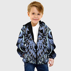 Куртка с капюшоном детская Изображение волка, цвет: 3D-черный — фото 2