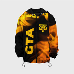 Куртка с капюшоном детская GTA - gold gradient: надпись, символ, цвет: 3D-черный