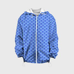 Куртка с капюшоном детская Синий геометрический узор текстура, цвет: 3D-белый