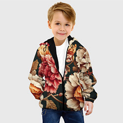 Куртка с капюшоном детская Цветы в стиле рококо, цвет: 3D-черный — фото 2