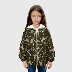 Куртка с капюшоном детская Камуфляж абстракт милитари хаки, цвет: 3D-белый — фото 2