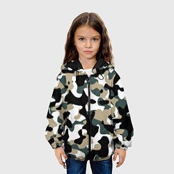 Куртка с капюшоном детская Камуфляж Snow - Trees - Shrubs, цвет: 3D-черный — фото 2