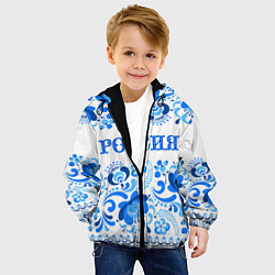 Куртка с капюшоном детская РОССИЯ голубой узор, цвет: 3D-черный — фото 2