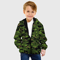 Куртка с капюшоном детская Камуфляж лесной пиксель, цвет: 3D-черный — фото 2