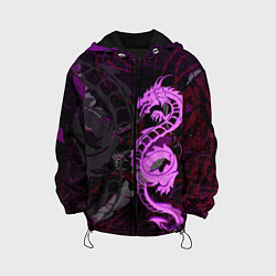 Куртка с капюшоном детская Неоновый дракон purple dragon, цвет: 3D-черный