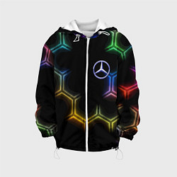Куртка с капюшоном детская Mercedes - neon pattern, цвет: 3D-белый