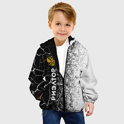 Куртка с капюшоном детская Риэлтор из России и герб РФ: по-вертикали, цвет: 3D-черный — фото 2