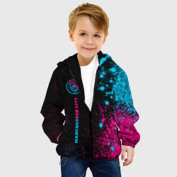 Куртка с капюшоном детская Manchester City - neon gradient: по-вертикали, цвет: 3D-черный — фото 2