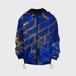 Куртка с капюшоном детская Синие треугольники и жёлтый свет, цвет: 3D-черный