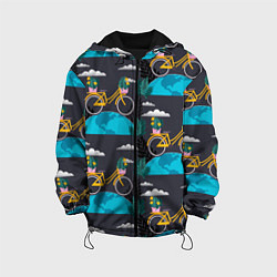 Куртка с капюшоном детская Велопрогулка, цвет: 3D-черный