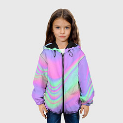 Куртка с капюшоном детская Цветные волны, цвет: 3D-черный — фото 2