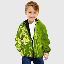 Куртка с капюшоном детская Зеленый абстрактный камуфляж, цвет: 3D-черный — фото 2