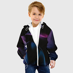 Куртка с капюшоном детская Абстрактные фиолетовые волны, цвет: 3D-белый — фото 2