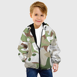 Куртка с капюшоном детская Камуфляж зимний лес крупный, цвет: 3D-черный — фото 2