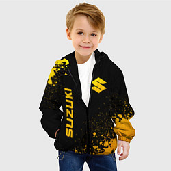 Куртка с капюшоном детская Suzuki - gold gradient: надпись, символ, цвет: 3D-черный — фото 2