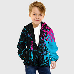 Куртка с капюшоном детская Watch Dogs - neon gradient: по-вертикали, цвет: 3D-черный — фото 2