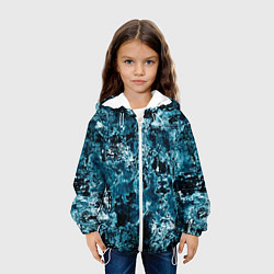 Куртка с капюшоном детская Гранж - абстрактные синие разводы, цвет: 3D-белый — фото 2
