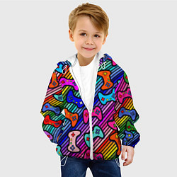 Куртка с капюшоном детская Многоцветные полоски с джойстиками, цвет: 3D-белый — фото 2