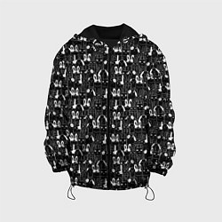 Куртка с капюшоном детская Кролики черно-белые, цвет: 3D-черный
