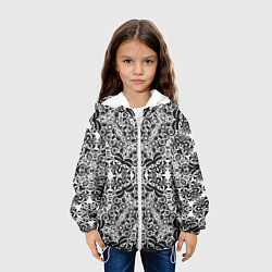 Куртка с капюшоном детская Черно-белый ажурный кружевной узор, цвет: 3D-белый — фото 2