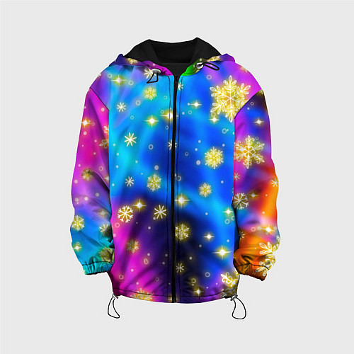 Детская куртка Снежинки и звезды - яркие цвета / 3D-Черный – фото 1
