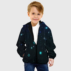 Куртка с капюшоном детская Неоновый дождик из снежинок, цвет: 3D-черный — фото 2