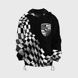 Куртка с капюшоном детская Porsche racing flag, цвет: 3D-черный