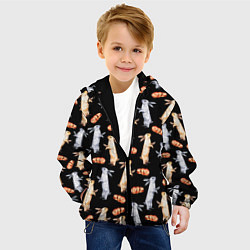 Куртка с капюшоном детская Акварельные кролики, цвет: 3D-черный — фото 2