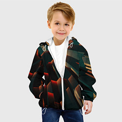 Куртка с капюшоном детская Абстрактная геометрия во тьме, цвет: 3D-белый — фото 2