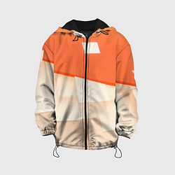 Куртка с капюшоном детская Абстрактные геометрические оранжевые и светлые фиг, цвет: 3D-черный