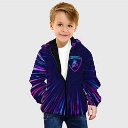 Куртка с капюшоном детская Lamborghini neon speed lines, цвет: 3D-черный — фото 2