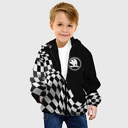 Куртка с капюшоном детская Skoda racing flag, цвет: 3D-черный — фото 2