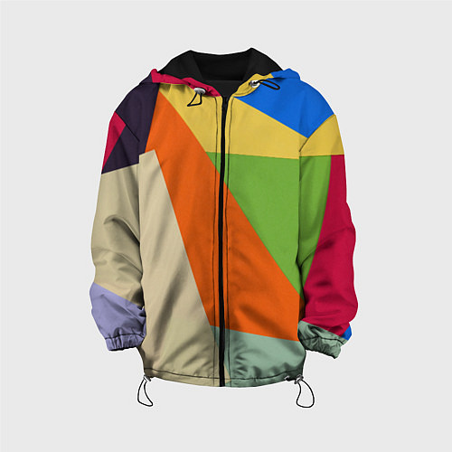 Детская куртка Геометрические разноцветные фигyры / 3D-Черный – фото 1