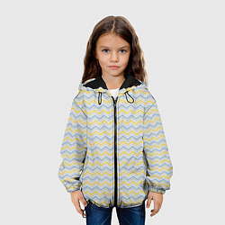 Куртка с капюшоном детская Полосатый зигзаг узор, цвет: 3D-черный — фото 2