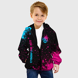 Куртка с капюшоном детская Cyberpunk 2077 - neon gradient: надпись, символ, цвет: 3D-черный — фото 2