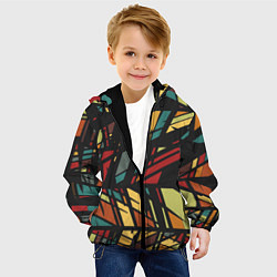 Куртка с капюшоном детская Абстракция в разноцветных линиях, цвет: 3D-черный — фото 2