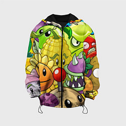 Куртка с капюшоном детская Растения против зомби, цвет: 3D-черный