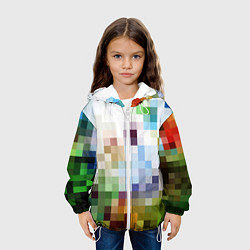 Куртка с капюшоном детская Пиксельная абстракция, цвет: 3D-белый — фото 2