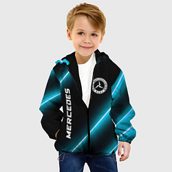 Куртка с капюшоном детская Mercedes неоновые лампы, цвет: 3D-черный — фото 2