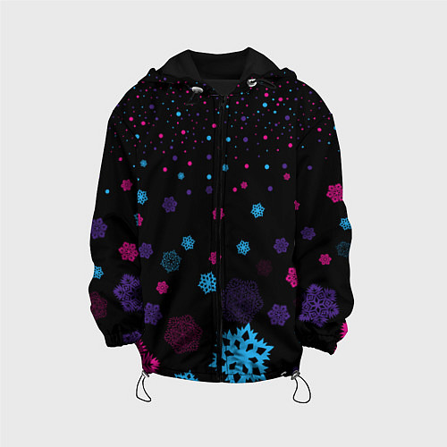 Детская куртка Цветные снежинки / 3D-Черный – фото 1