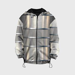 Куртка с капюшоном детская Металлические полосы - текстура алюминия, цвет: 3D-черный